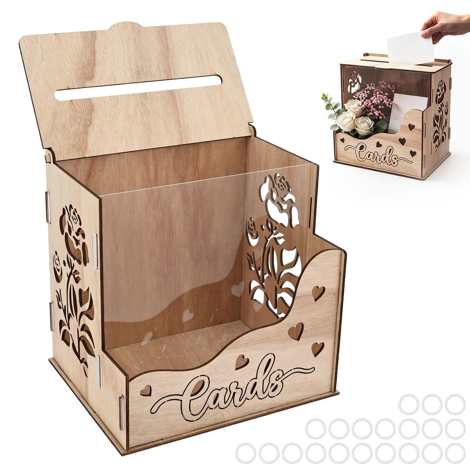Wooden Party Card Box with Acr - Wedding Card Box review and price