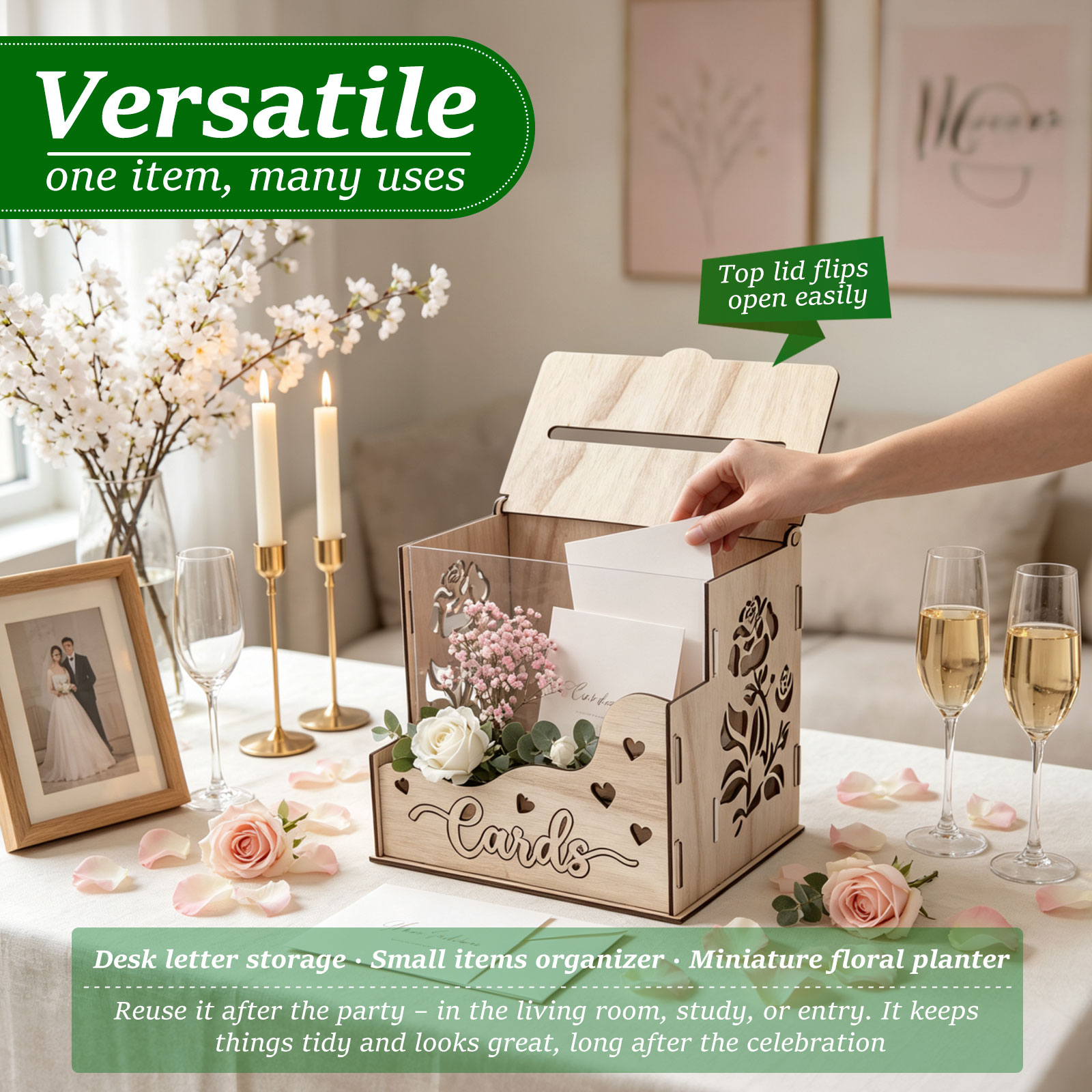 Wooden Party Card Box with Acr - Wedding Card Box review and price