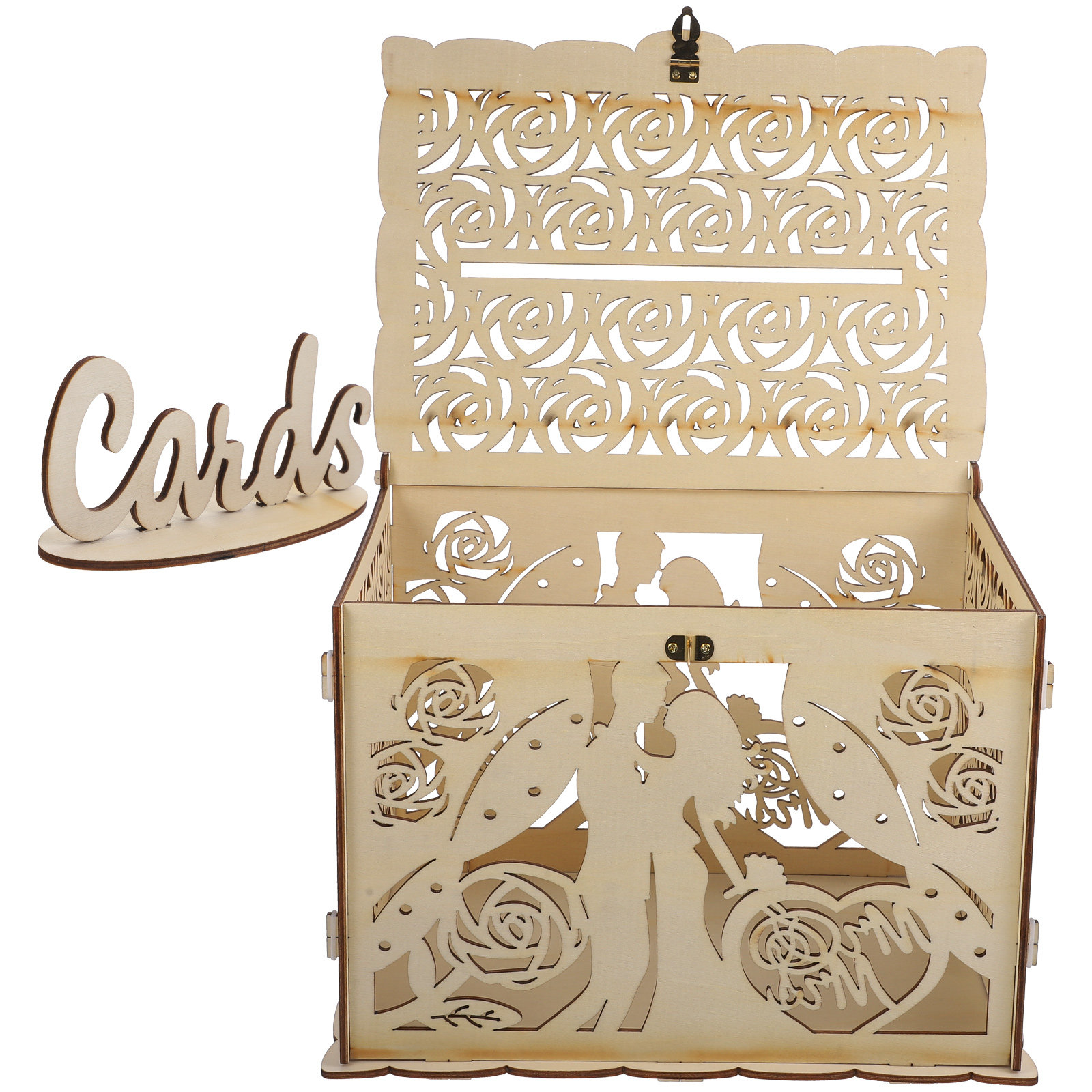 Hollowed Out Rustic Wooden Wed - Wedding Card Box review and price
