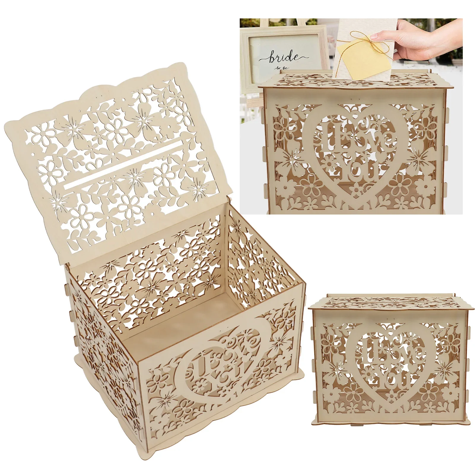 DIY Hollow Wooden Box Gift Car - Wedding Card Box review and price