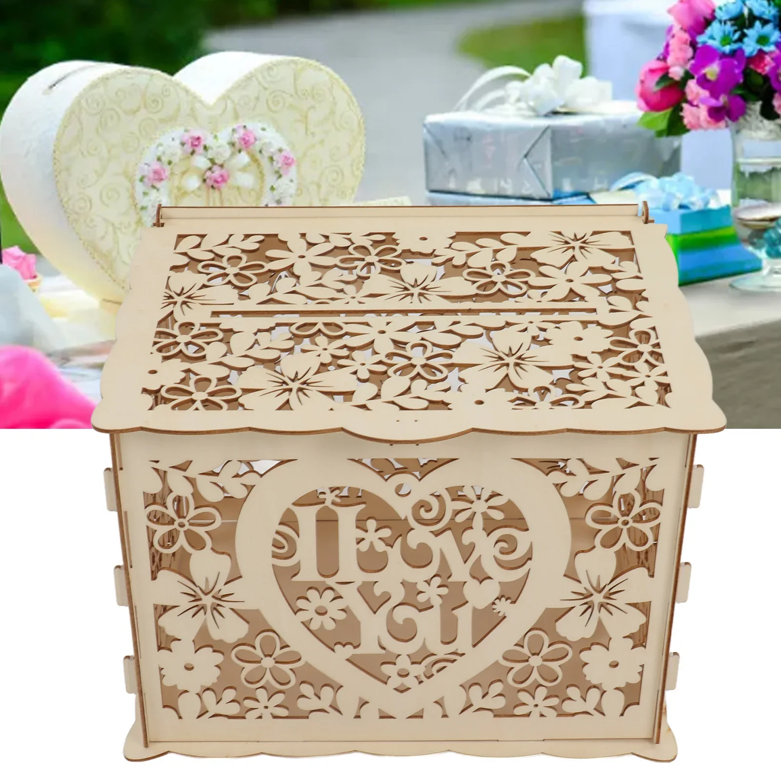 DIY Hollow Wooden Box Gift Car - Wedding Card Box review and price