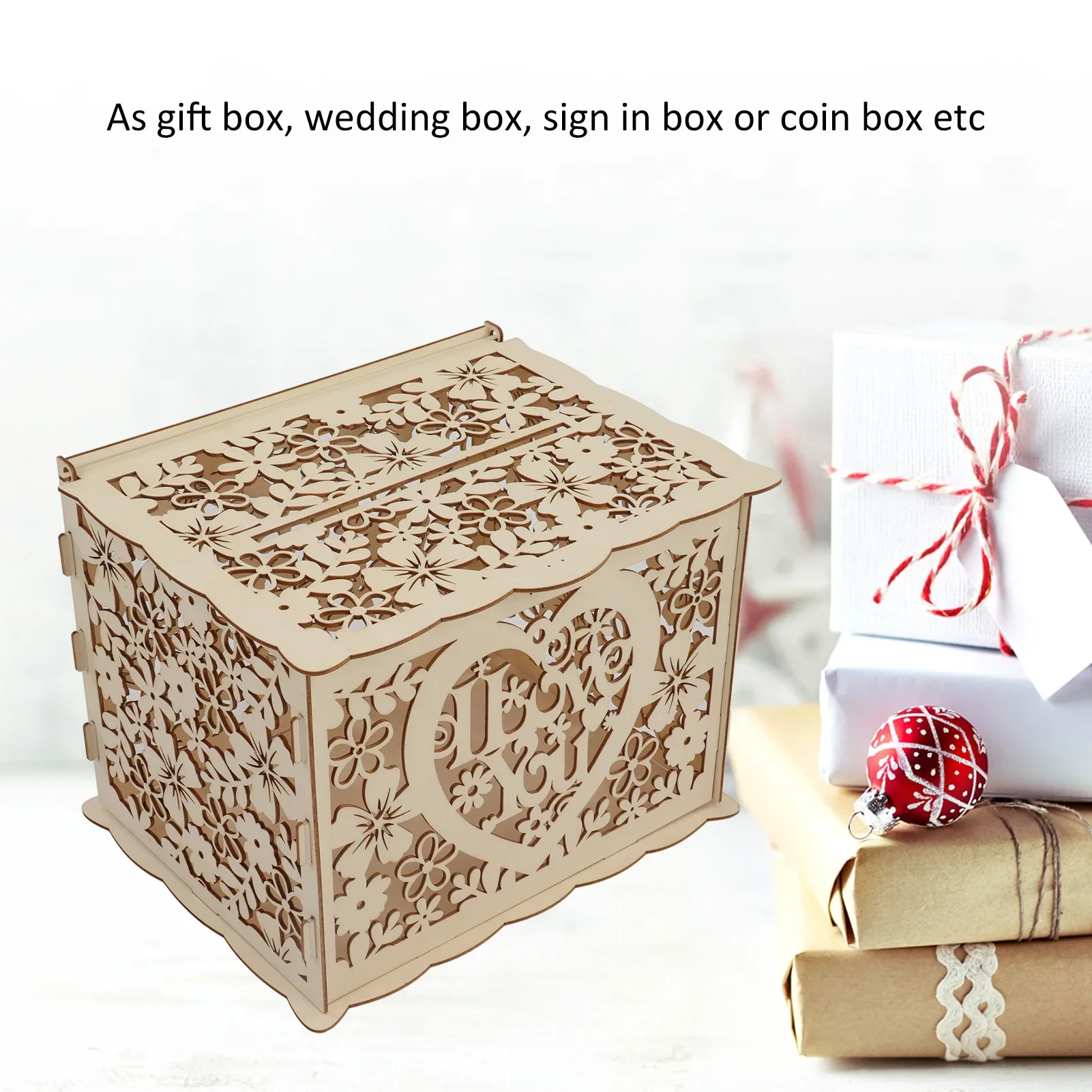 DIY Hollow Wooden Box Gift Car - Wedding Card Box review and price