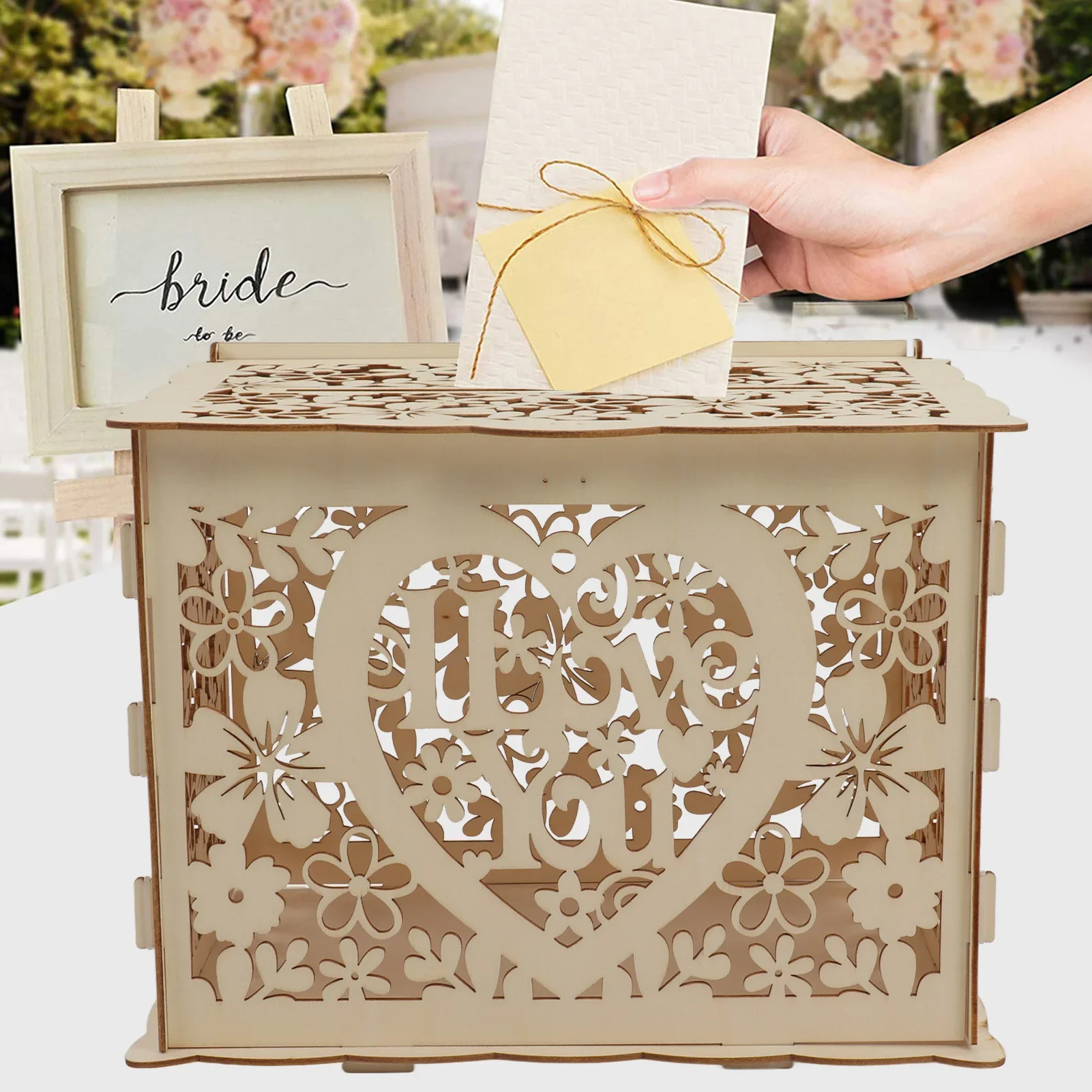DIY Hollow Wooden Box Gift Car - Wedding Card Box review and price
